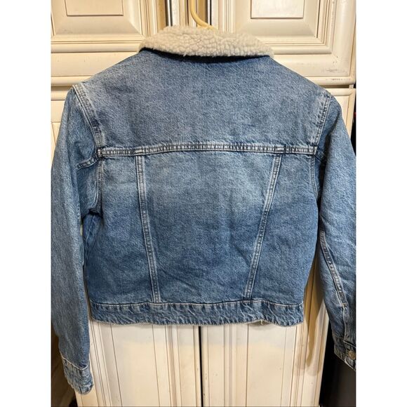 Zara Kids Button Front Sherpa Lined Denim Jacket Blue Size 10 - Picture 5 of 10